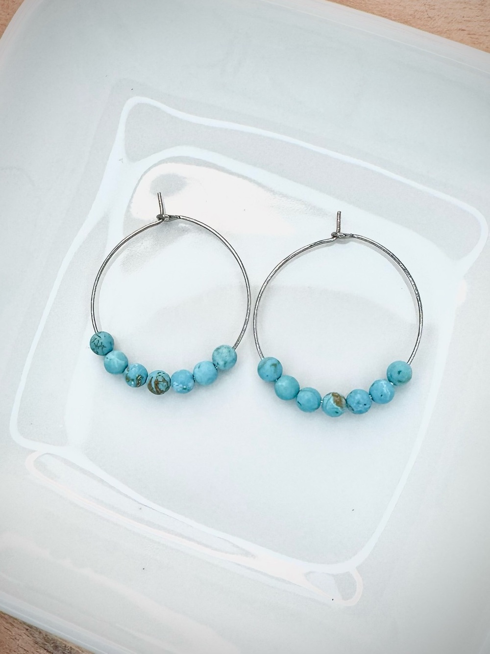 Dyed Howlite “Turquenite” Beaded Hoop Earrings